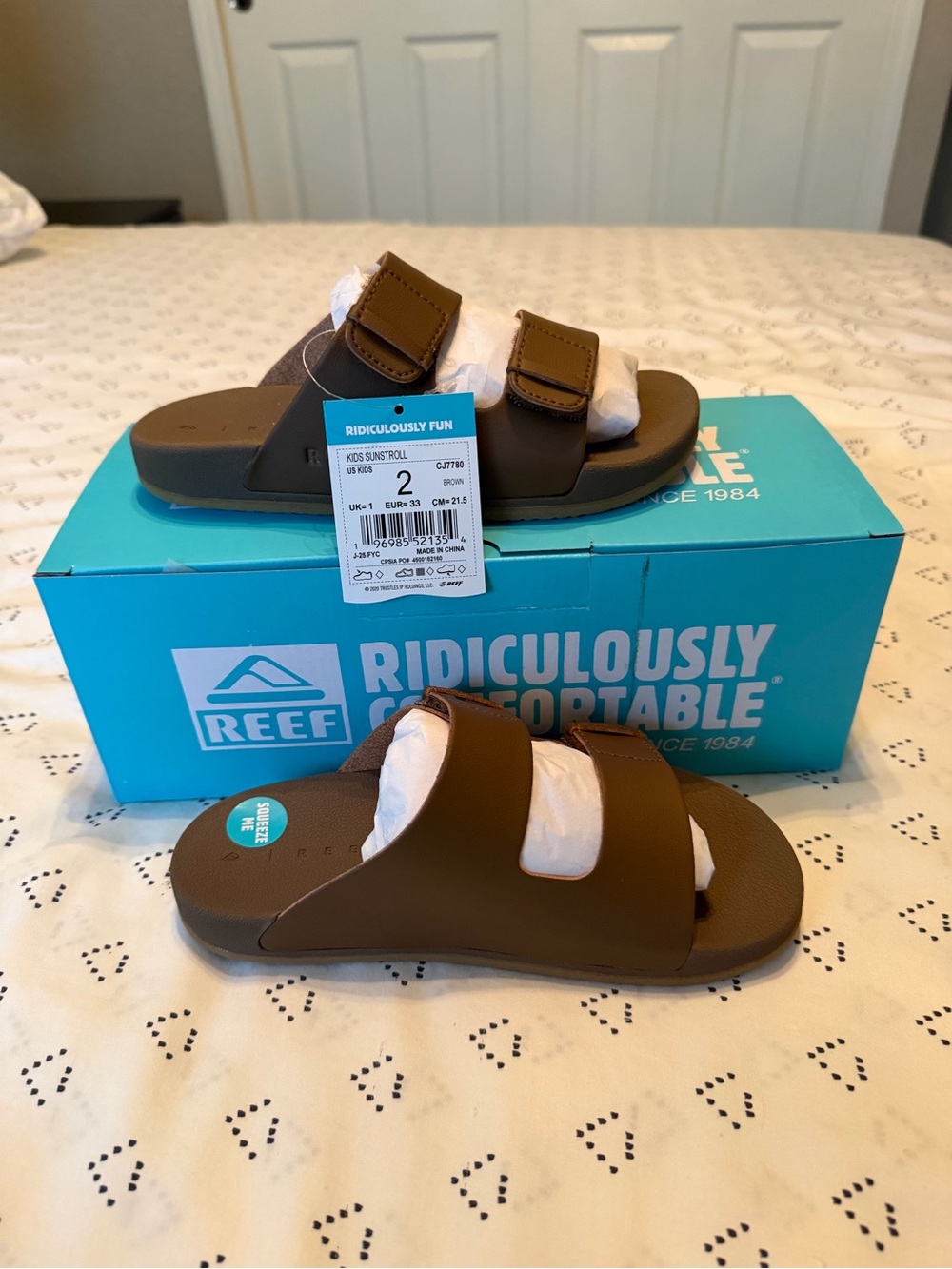Reef Kids Brown Double-Strap Slide Sandals